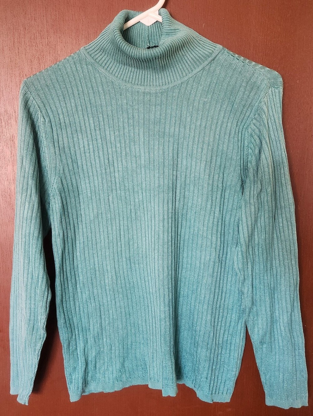 Vintage Teal Silk Turtleneck